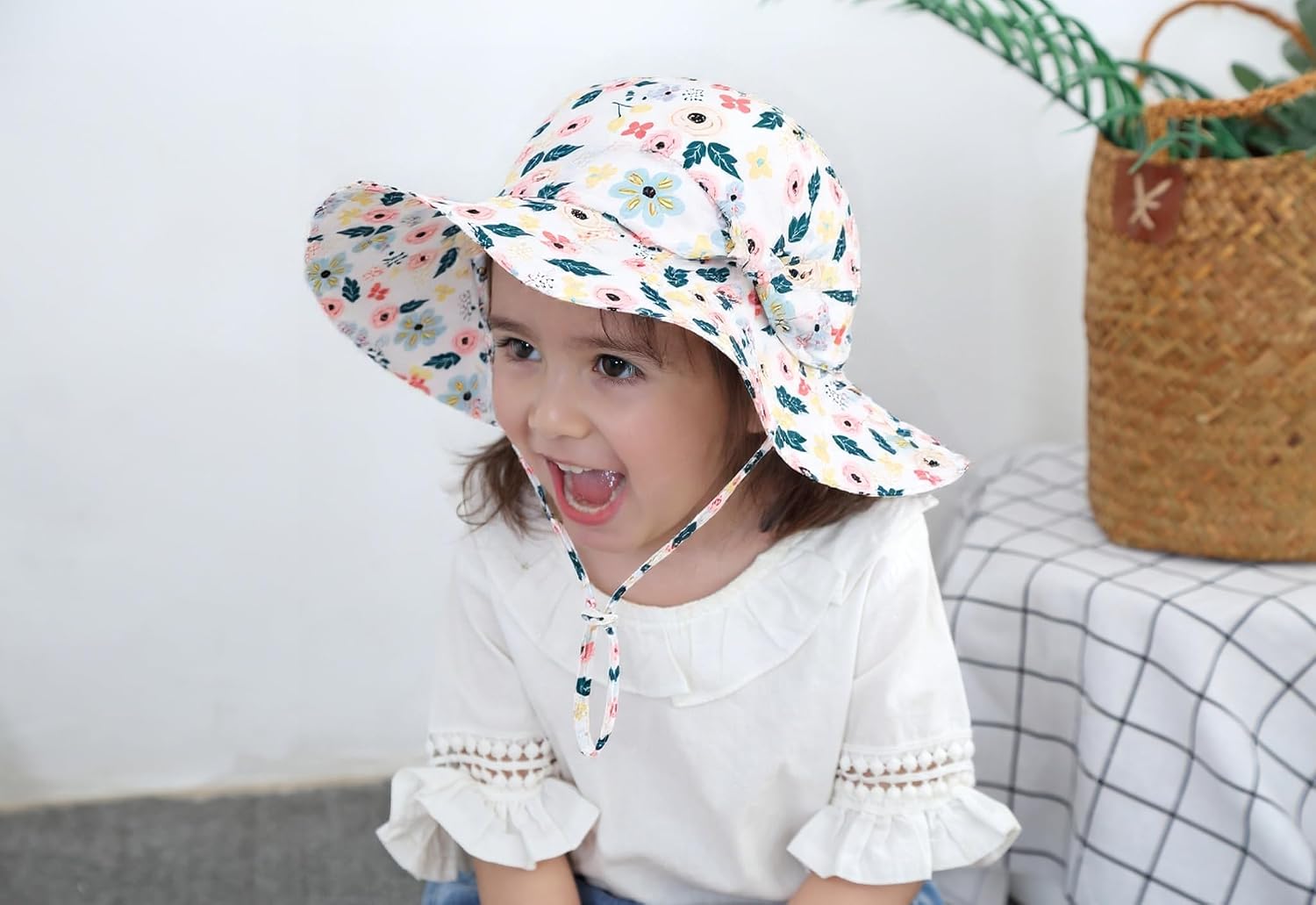 Toddler Kids Baby Girl Sun Hat Floppy Cotton Summer Hat 50+ SPF Protective