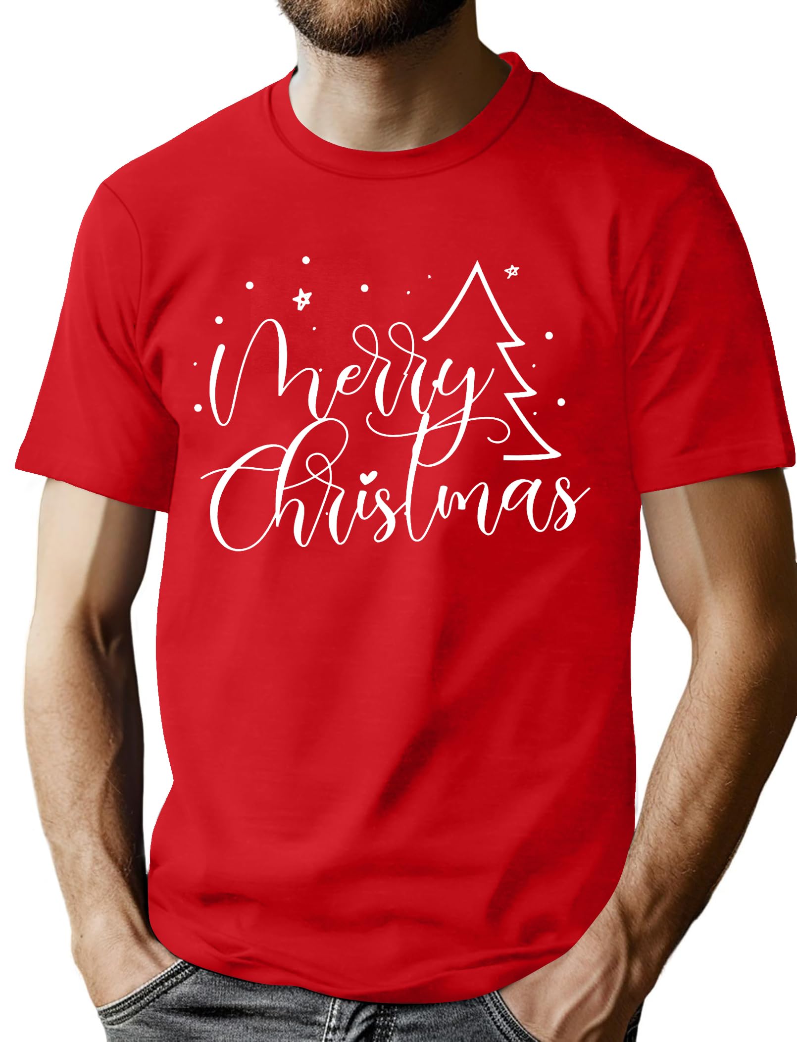 tiorhooe Weihnachts Tshirt Herren Lustig Merry Christmas Kurzarm Tops S-3XL | Weihnachtsbaum-Print, Atmungsaktiver Stoff, Rundhals, Vielseitig Kombinierbar, Farbbeständig, Ideal Für Weihnachtsfeiern