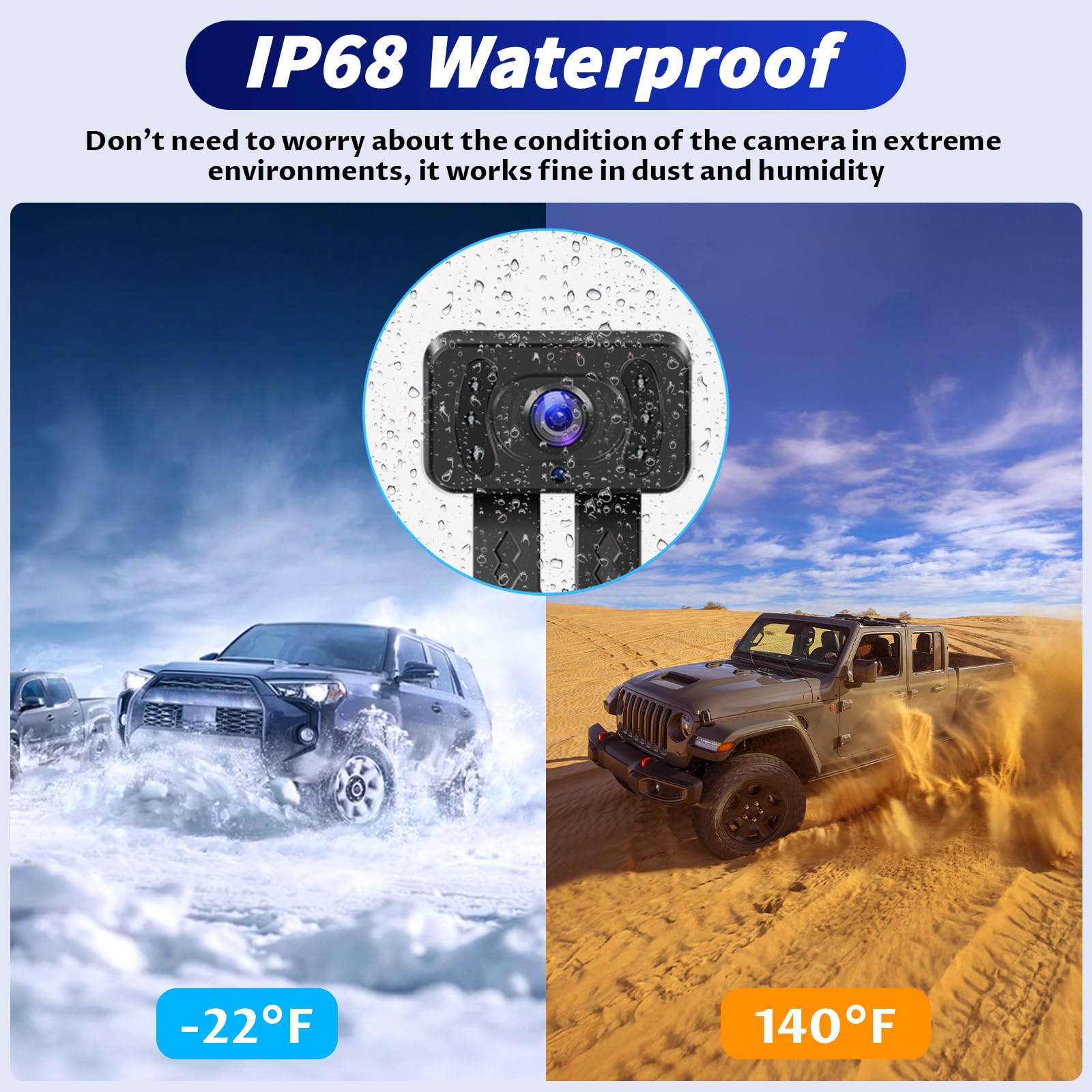 Kabellose Digitale Rückfahrkamera Set IP68 Infrarot Nachtsicht AHD 1080P 5" IPS Monitor DC 12V