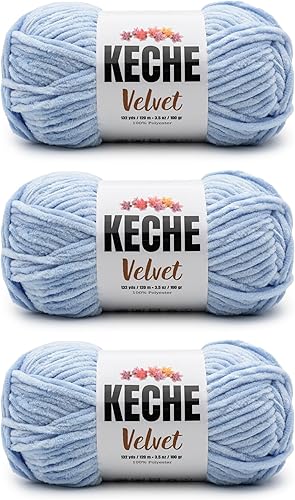 Miniatura 15 de Keche Hilo de terciopelo para ganchillo, manta de felpilla suave, voluminosa, hilo amigurumi, 3.53 oz (132 yardas), color menta