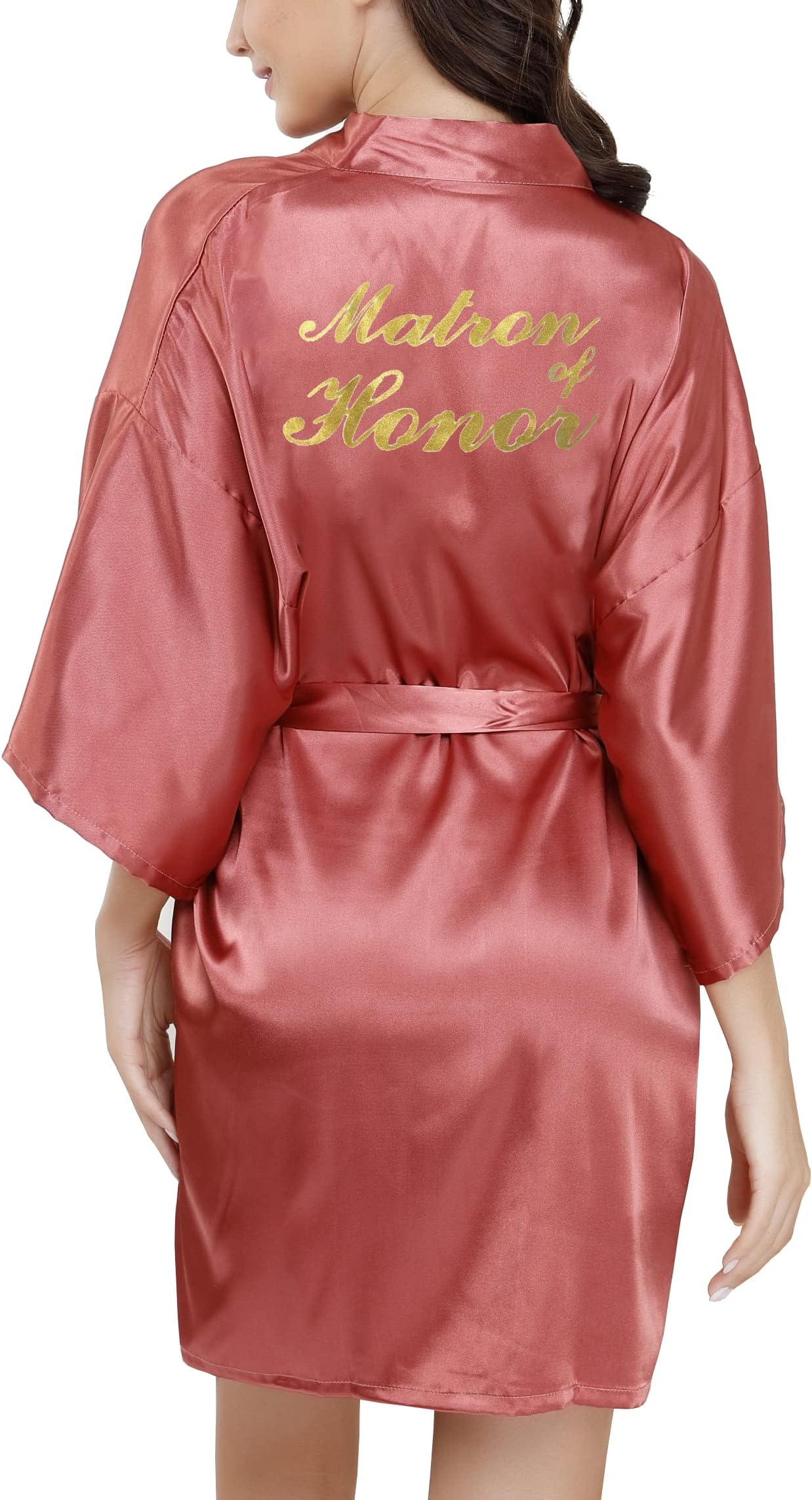 Bride Bridesmaid Robes with Glittering for Wedding Bridal Party Womens Short Silky Satin Robe One Size