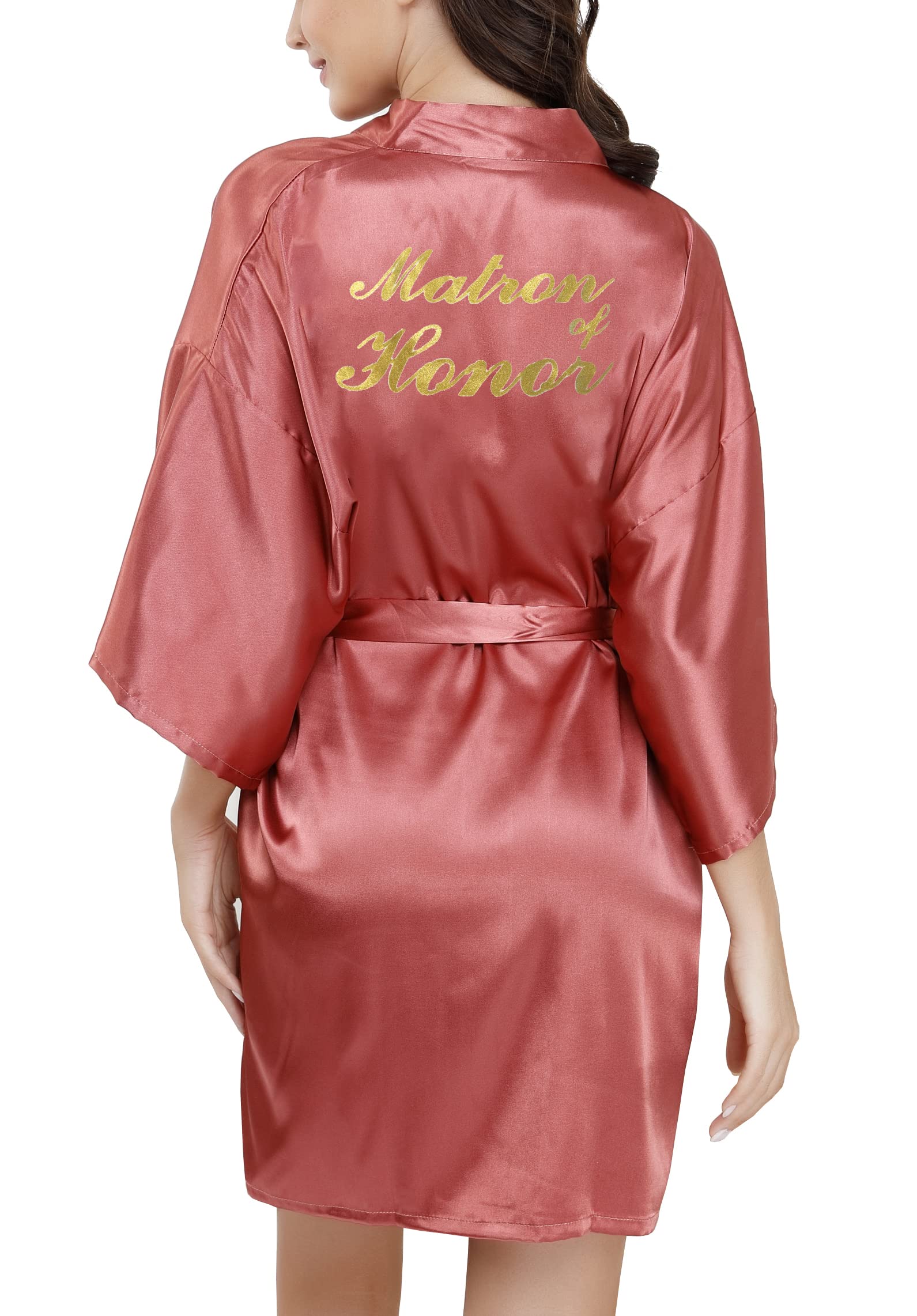 Bride Bridesmaid Robes with Glittering for Wedding Bridal Party Womens Short Silky Satin Robe One Size