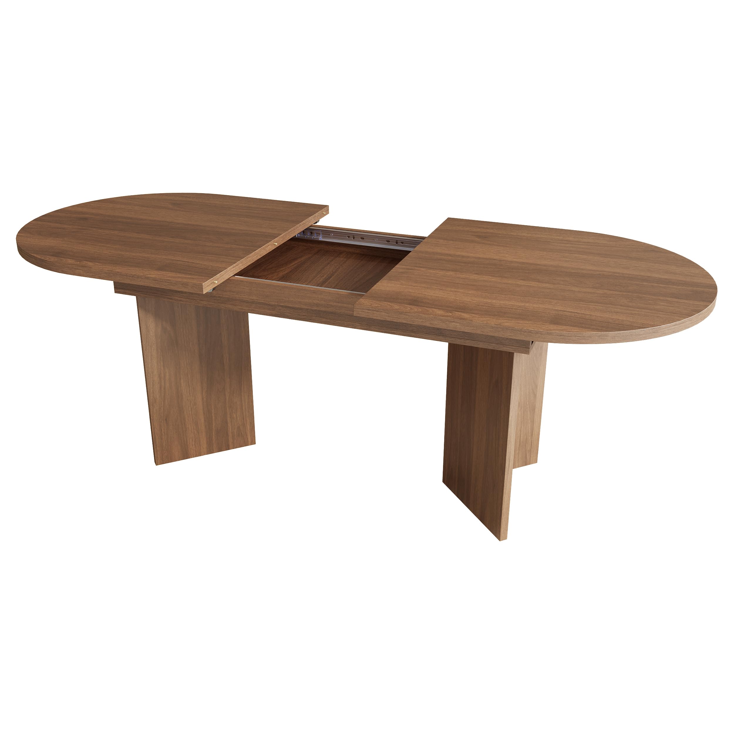 Table à manger extensible 120/160 x 80 cm, table à manger extensible pour 4-6 personnes, table de cuisine rectangulaire avec coins arrondis et plateau de 18 mm (noyer, 120/160 x 80 cm)