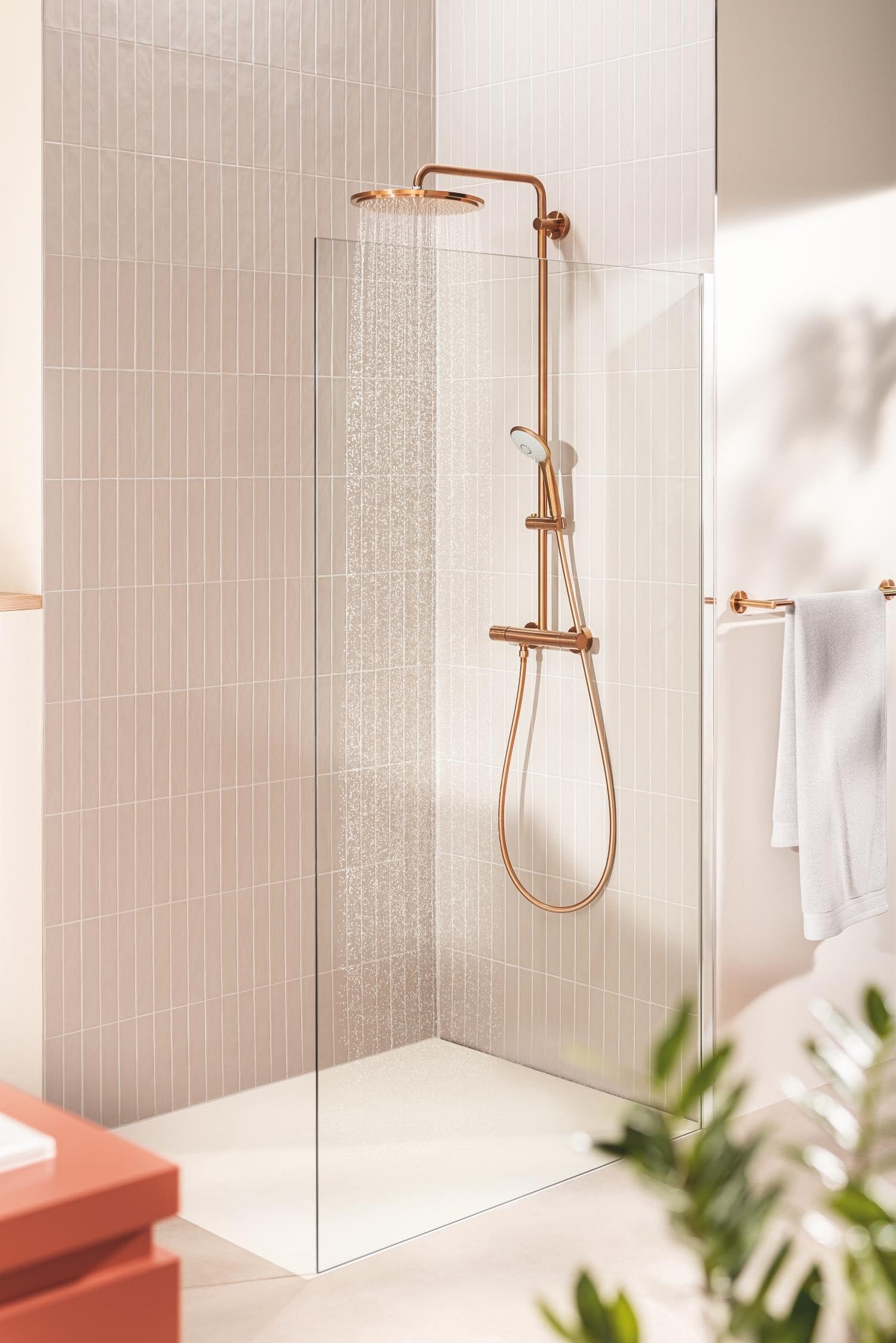 Grohe Euphoria 310 prysznic system THM szczotkowany ciepły zachód słońca