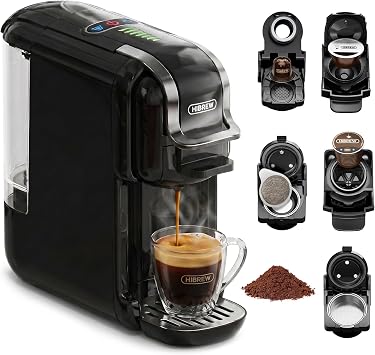 HIBREW 5-in-1 Pods Coffee Maker, 19 Bar Espresso Machine for Pods, for Kcup*/Nes*/DG*/Espresso Powder, Makes iced coffee Black