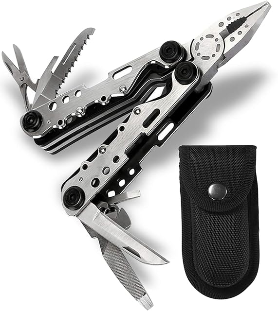 Multi Tool,Banne 10-in-1 Portable Stainless Steel Multi Tool with Plier,Screwdriver,File,Saw,Opener and Nylon Sheath for Camping