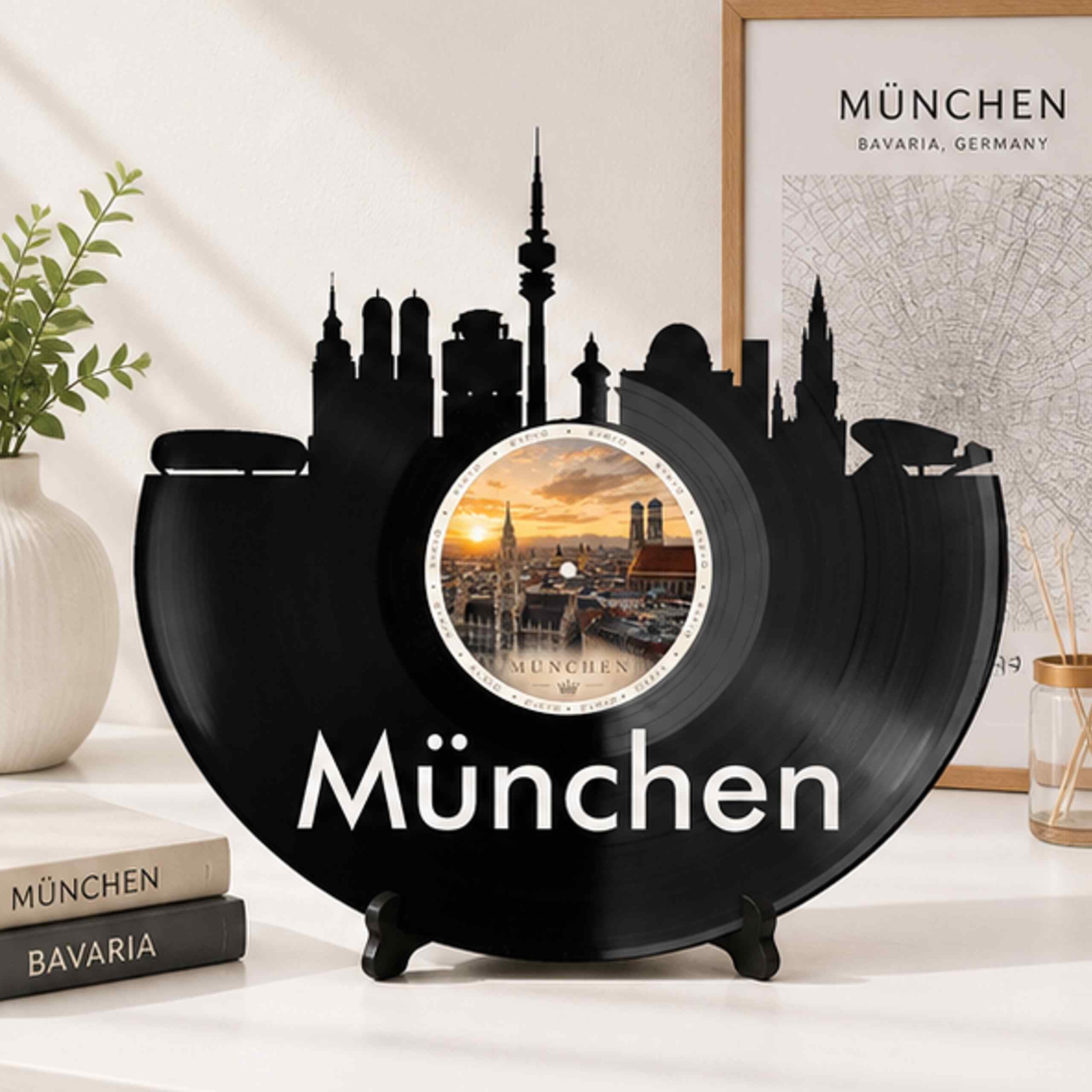 EVEVO D0014 - Decorazione da parete a forma di disco di Monaco di Baviera, in vinile, ideale come regalo per gli appassionati di Monaco di Baviera, per gli amanti dell'Oktoberfest