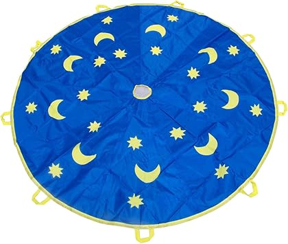 Blue Parachute, Akozon Rainbow Umbrella Parachute 1.8M Outdoor Sports Rainbow Umbrella Jump-sack Play Ballute Parachute Polyester Cloth