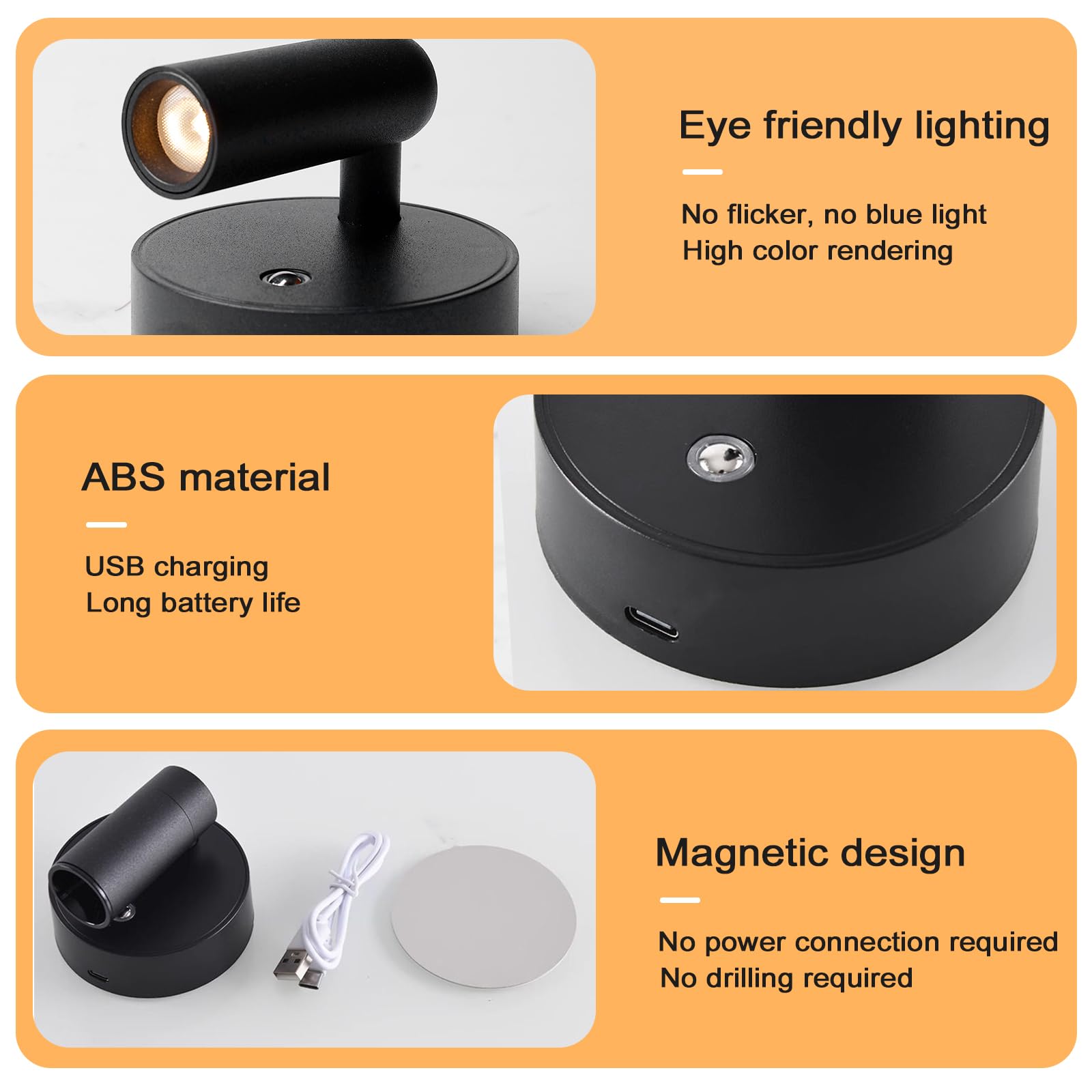 PORFOYO Applique Murale avec Interrupteur, 2 Pièces Orientable à LED Liseuse Lampe de Lecture Dimmable 3 Couleurs de Lumière Lampe de Chevet Murale Moderne pour Chambre Salon Camping