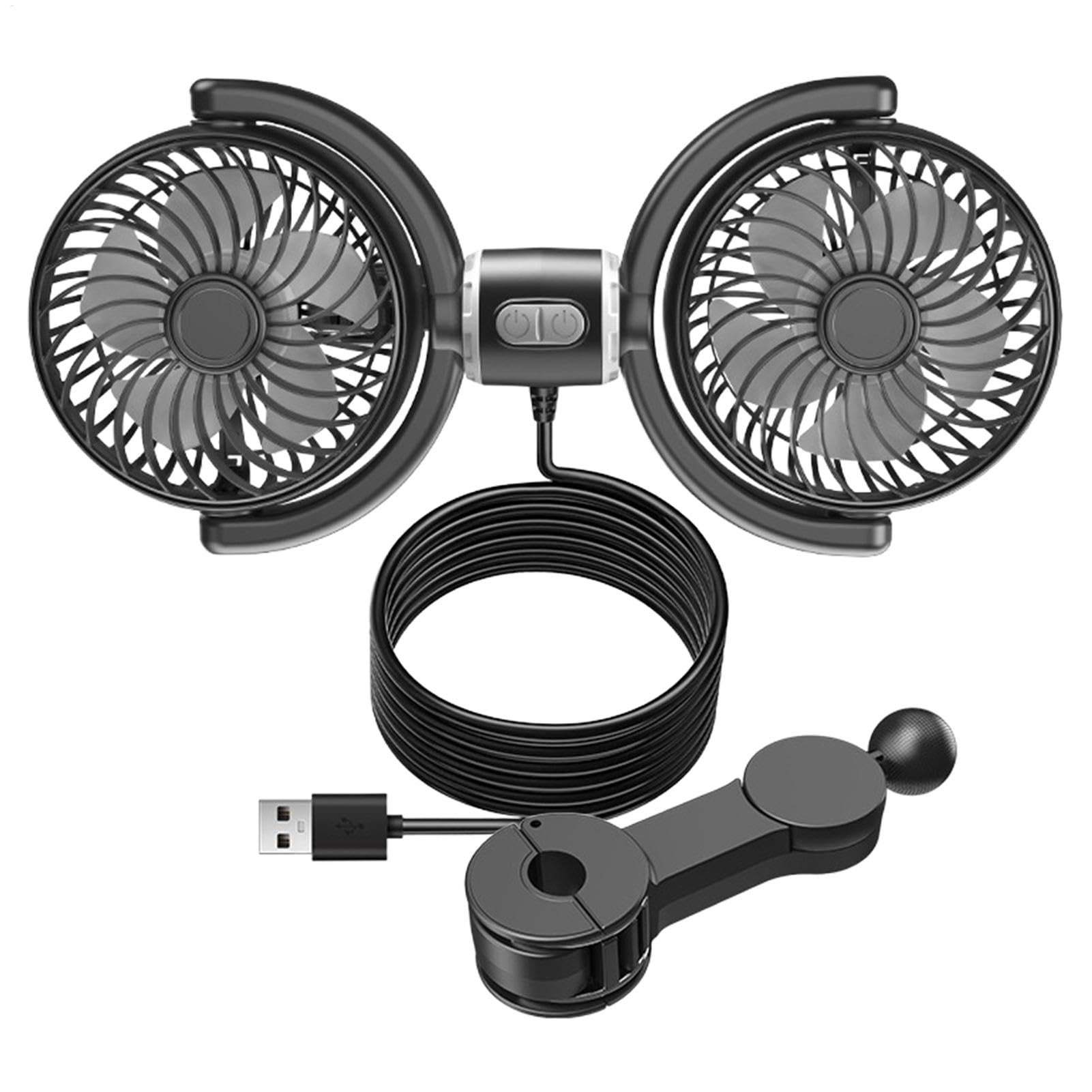 Ventilateur de siège arrière de voiture – 3 vitesses – Refroidisseur à double tête pour appuie-tête arrière – Rotation à 270 degrés – Ventilateur de siège pour, passagers confort