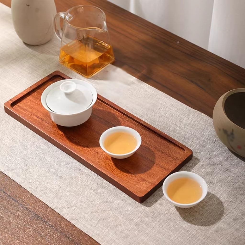 Bandeja Rectangular para Servir, Bandeja de Burbujas secas, Bandeja de té de Nogal, Bandeja de Madera Maciza para el hogar, Bandeja para postres de Frutas, bandejas para Comer en el Regazo