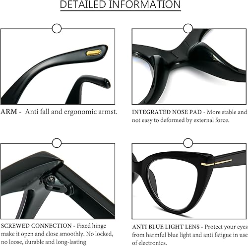 Miniatura 6 de DXYXYO Gafas de lectura de ojo de gato 1.5 para mujer, bloqueo de luz azul, estilo vintage, para lectura de computadora, paquete de 3