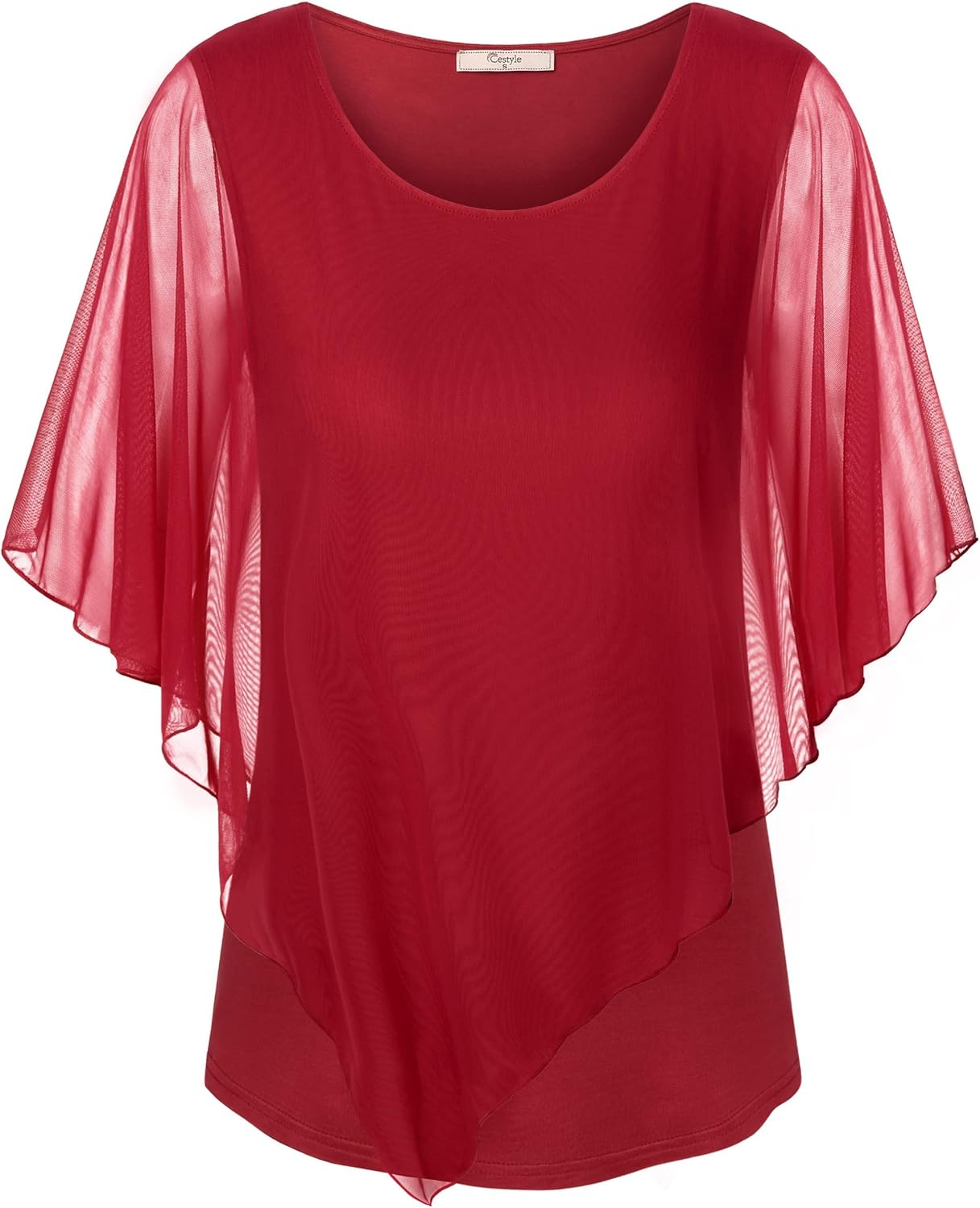 Cestyle Womens Flowy Blouses Dressy Casual Shirts Lightweight Mesh Poncho Tops - Image 2
