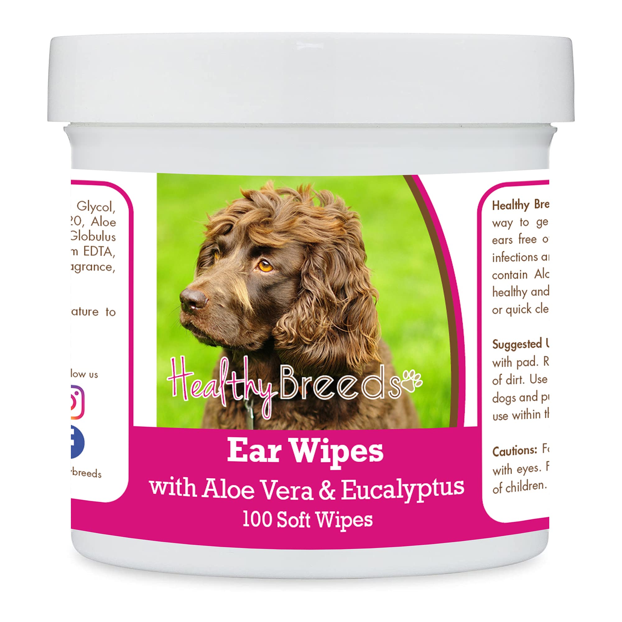 Healthy Breeds Boykin Spaniel Ear Cleaning Wipes with Aloe &amp; Eucalyptus for Dogs 100 Count
