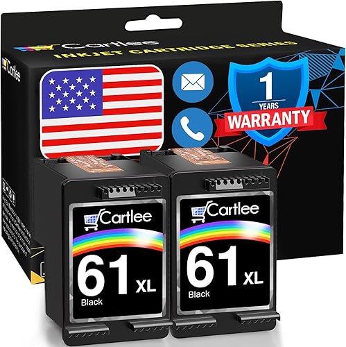 Cartlee Cartuchos de tinta remanufacturados de repuesto para HP 61XL para Deskjet 1000 1010 1050 1510 1512 2000 2050 2510 2540 2542 2543 2549 3000