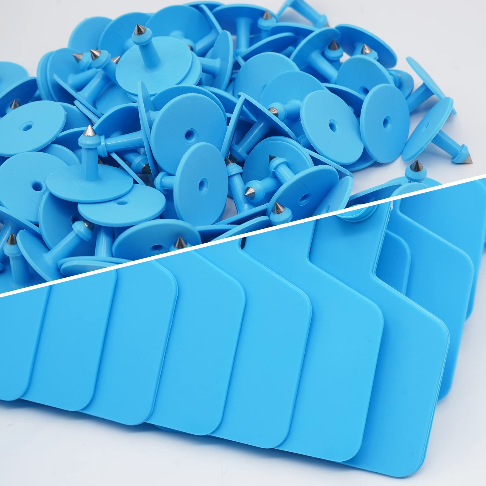 100 etichette auricolari vuote per bestiame 7,9 cm L x 2,6 cm W blu etichette per l'identificazione degli animali in TPU etichette per bestiame strumenti agricoli per mucche maiali pecore
