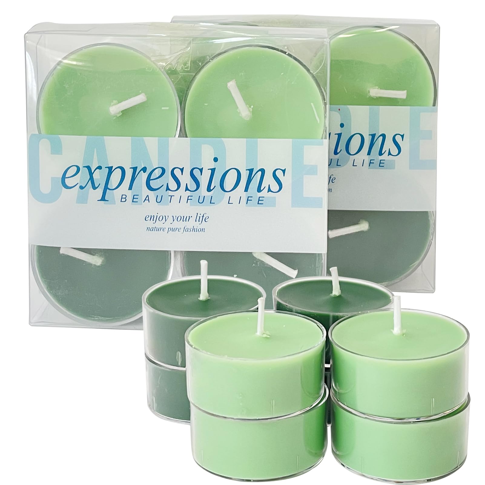 8 Pack Tealight Soy Candles, Green Aromatherapy Candles for Decor Holidays, Room Ambiance, Aromatherapy Relaxing, Christmas Gift, Wedding Favors, Mother's Day (Haiyu Cypress-Green)