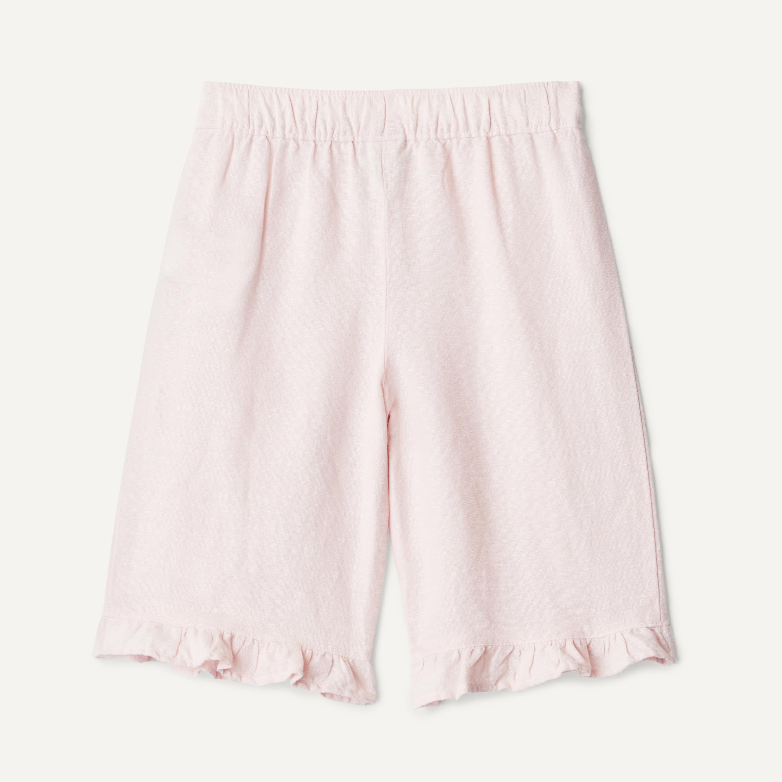 Amazon Essentials x Sofia Grainge Pantalón sin Cordones de Lino y Algodón con Volantes Unisex Bebé
