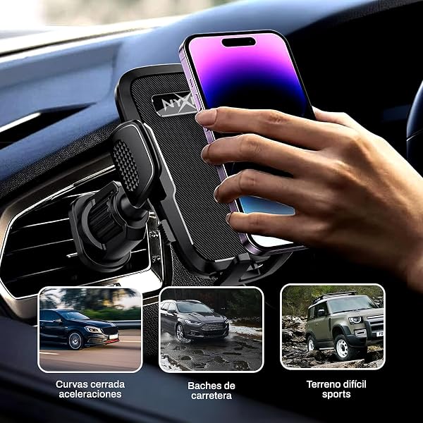 Nyxia Nyxia Car Mobile Holder | Metal Hook | Universal Car Phone Holder for Super Stable Ventilation Grille | 360º Rotation | Use with One Hand | Compatible with Mobile Phone from 4 Inches to 7 Inches in use