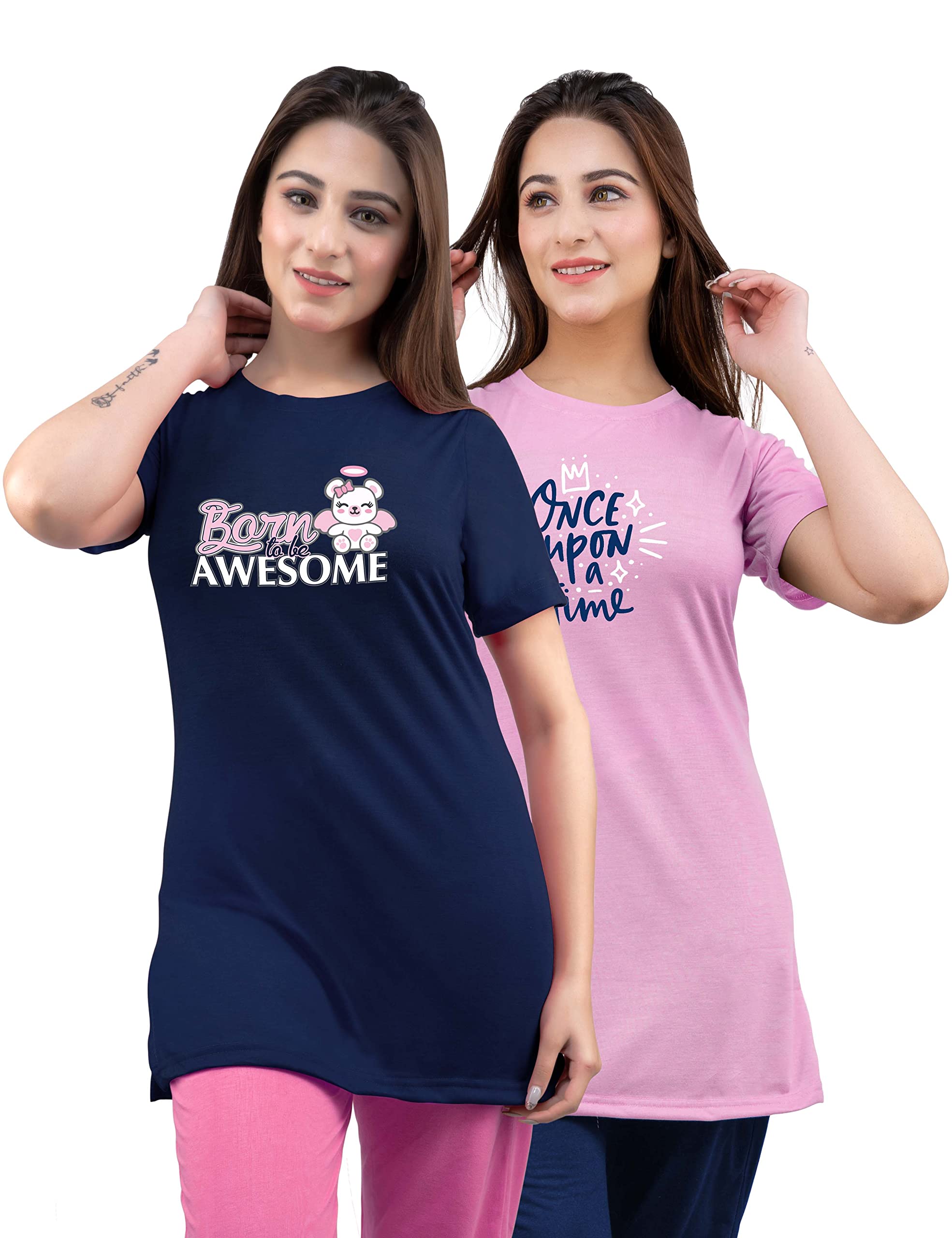 AMAHA Long Tshirts for Women Combo of 2-picture-55