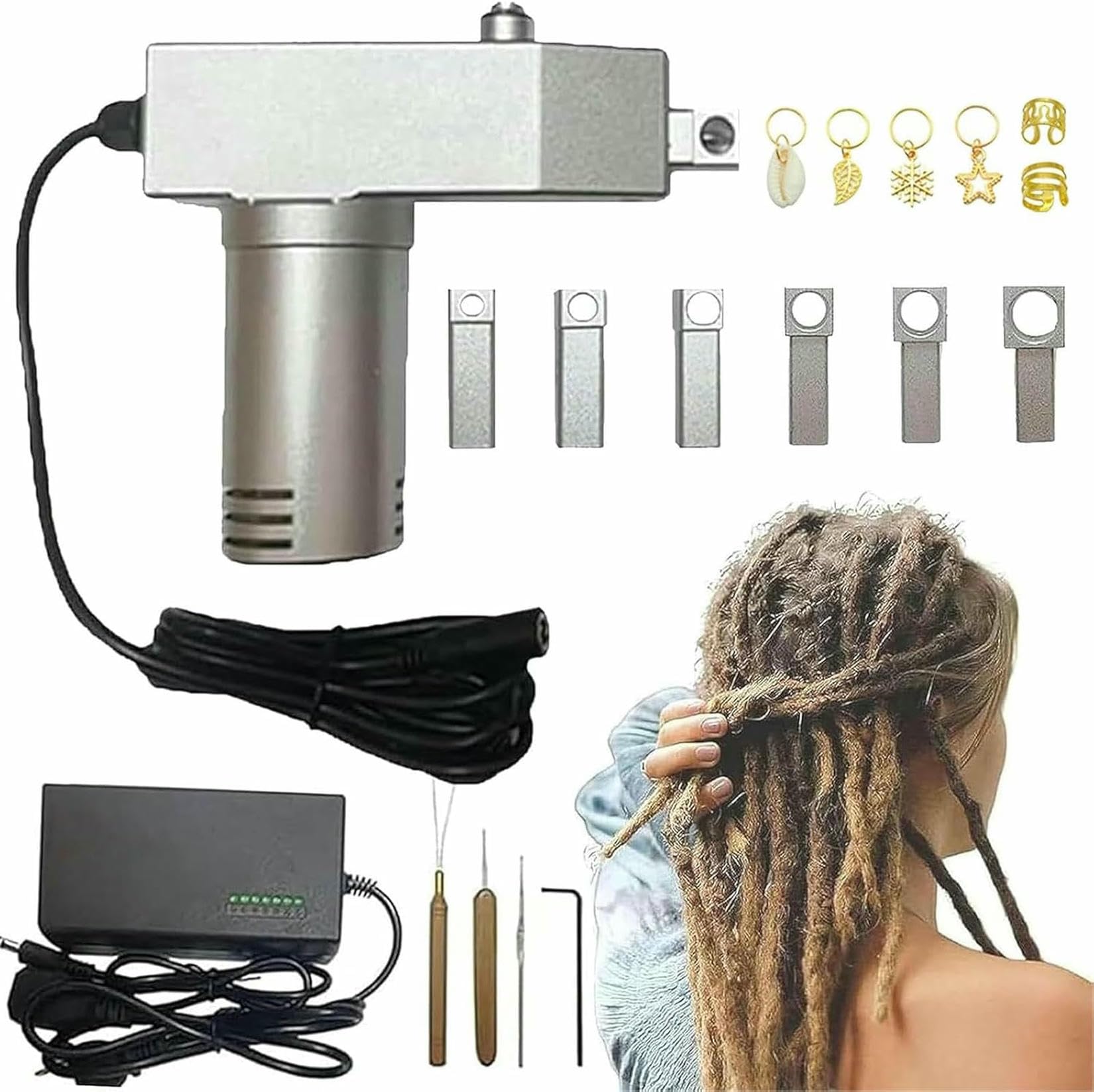Machine à dreadlock instantanée avec 6 têtes pour tressage au crochet d'extensions