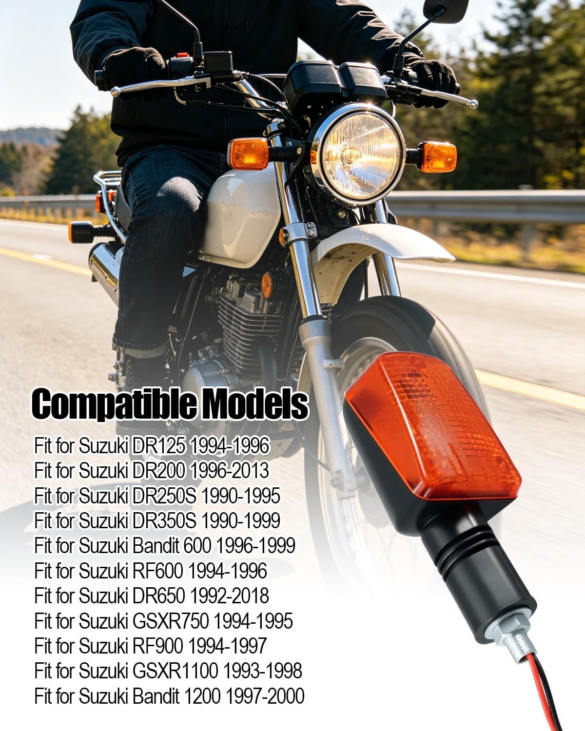 Motorcycle Short-stem Turn Signals Light Fit for Suzuki DR 350 650 125 200 250 GSXR 750 1100 4Pcs Bright Lighting