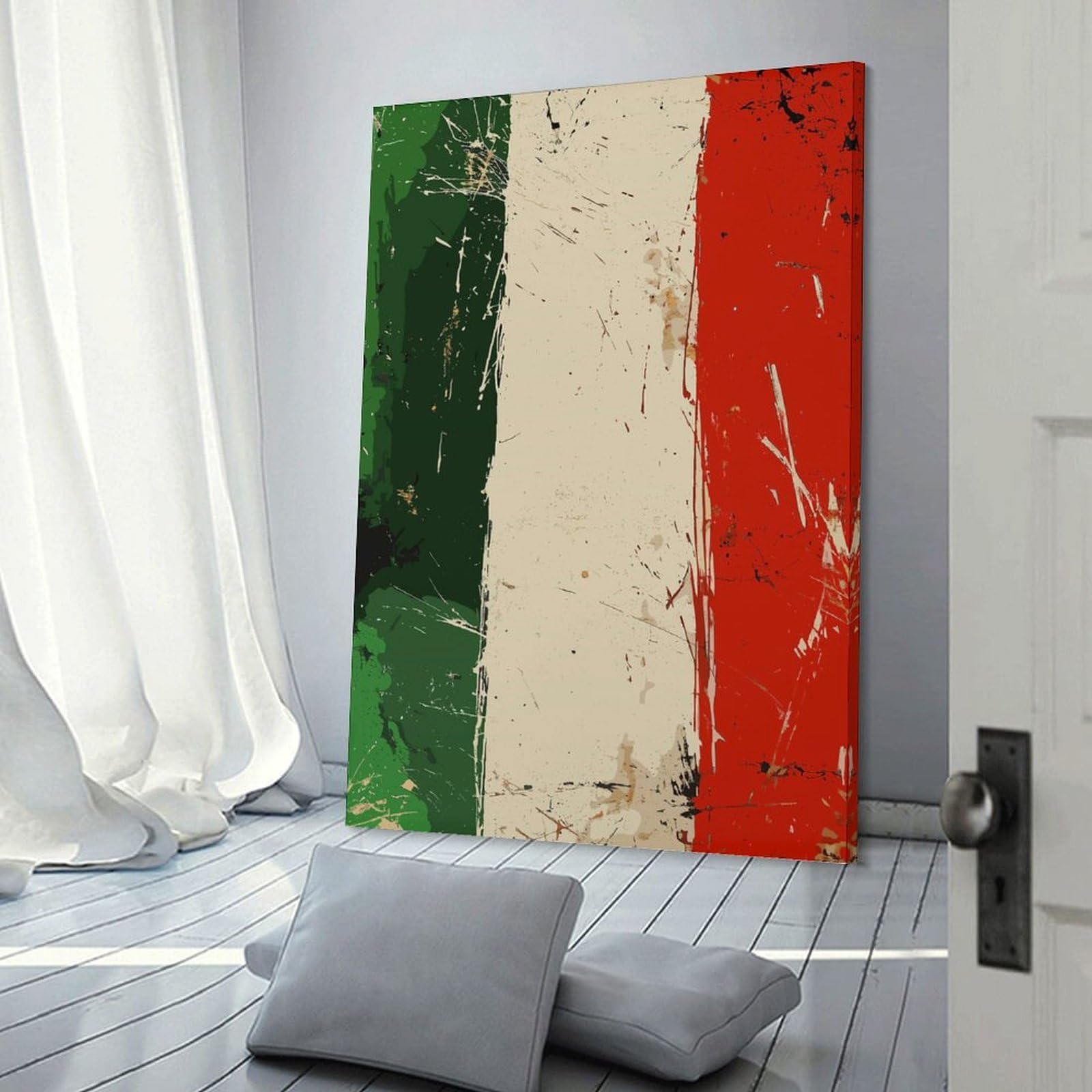 Junmoney Italian Flag Wall Art Print 20x30inch(50x75cm), for Hallway, Entryway Or Landing, A Neat Decor Update for Hallways, for Everyday Interiors
