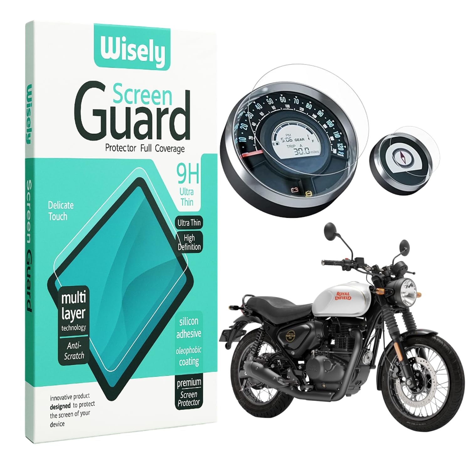 Premium Speedometer Screen Guard for Royal Enfield Meteor 350 / Scram 411 / Hunter 350 Digital Meter Navigation Protector Easy installation kit, HD Clear, Full Cover