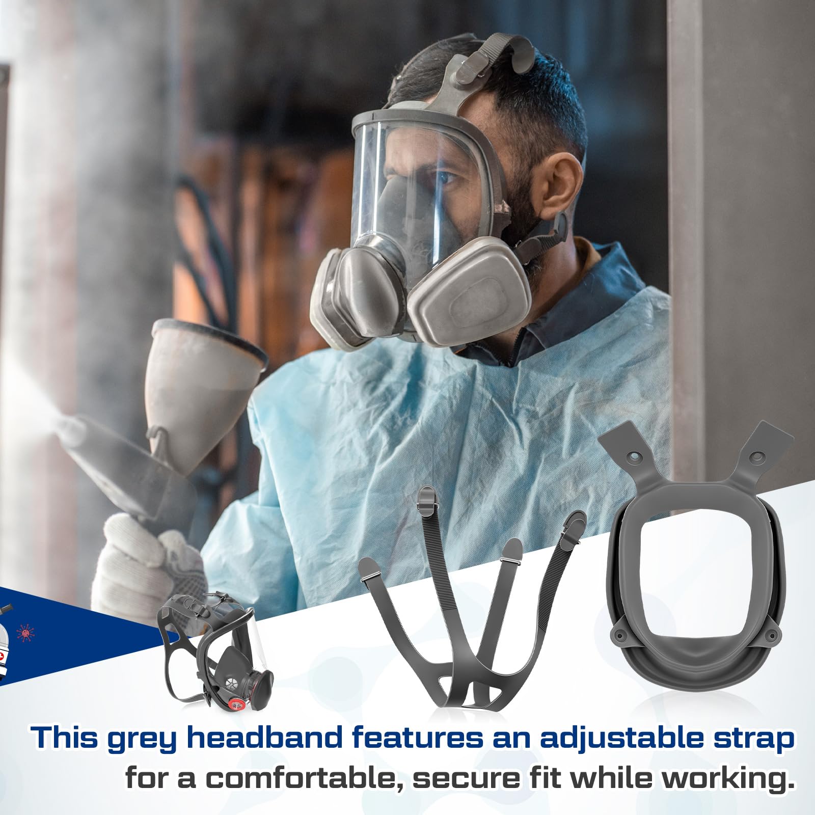 2 pezzi compatibili con anello in gomma serie 6000 e cinghia per imbracatura per la testa per facciali completi protezione respiratoria copertura parte di ricambio