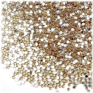 The Crafts Outlet 2,500pc Rhinestones Round 2mm Tiny for Nails - Flatback Champagne