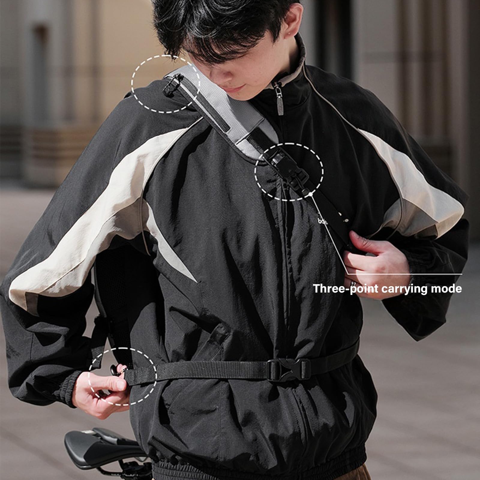 Wodoodporny nylonowy plecak rowerowy, wielofunkcyjna sportowa torba crossbody, do wędrówek, podróży i jazdy na rowerze, lekka konstrukcja do aktywności na świeżym powietrzu, szary