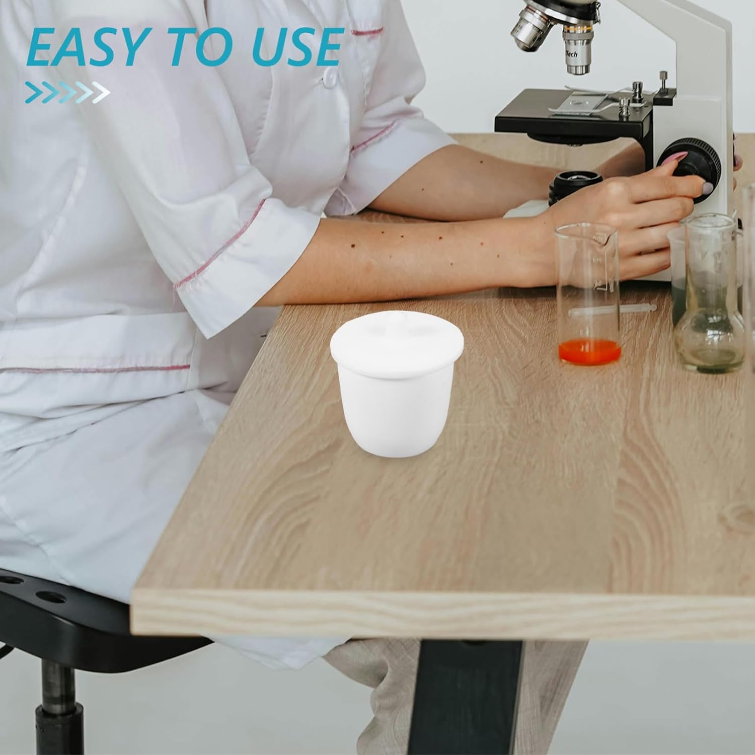 ULTECHNOVO 5pcs Crucible Cup with Lid PTFE Laboratory Melting Crucible for Analysis and Material Synthesis and Temperature Lab Equipment