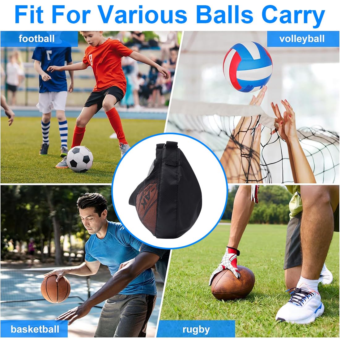 Sac à Dos de Basketball, Poche Filet, Accessoires de Basketball, sac à dos, sac de basket-ball, poche filet avec mousqueton, poche filet pour football