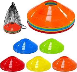 Cônes de marquage pour Football Équipement Essentiel d'entraînement, Plots Sport Multicolores avec Filet de Rangement pour Football, Basketball et agilité