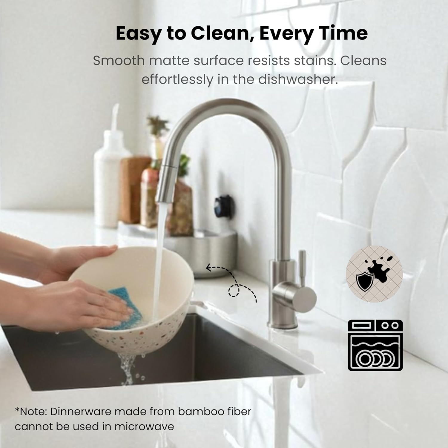 Bamboo Bowl Set of 4 – 6 Inch 20 oz Durable Deep Cereal and Snack Dishware for Kids and Toddlers – BPA Free, Dishwasher Safe, Lightweight Alternative to Plastic or Ceramic (Confetti Design) - Image 7