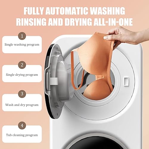 Miniatura 9 de Lavadora portátil compacta, tambor simpledoble, montado en la pared y escritorio, bañera de acero inoxidable de 3.5 l, tacto inteligente, lavadora