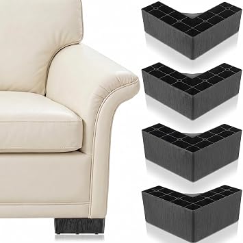 Couch Legs Replacement 4 Pack 2 Inch L-Shaped Furniture Risers