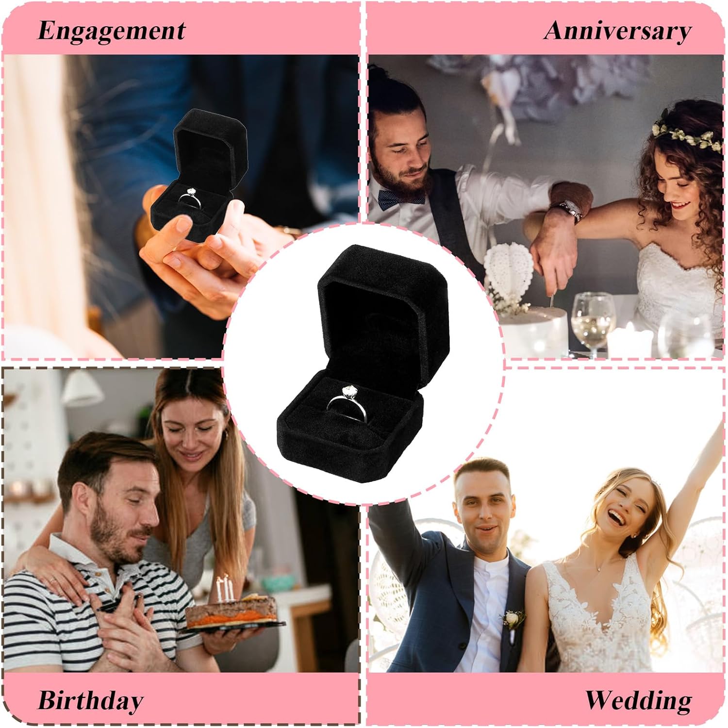 36 Pcs Velvet Ring Box for Wedding Ceremony Engagement Jewelry Boxes Packaging Display Ring Case Earring Storage Holder for Proposal Anniversary Birthday Gift(Black)