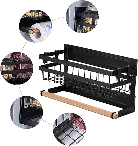 Miniatura 3 de Housoutil Estante organizador de metal sin perforación, estante organizador de metal, estantes magnéticos, soporte de almacenamiento para