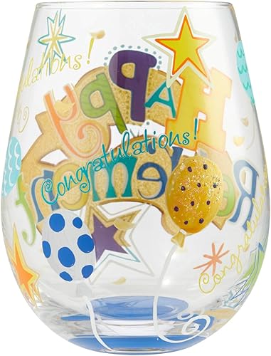 Miniatura 2 de Enesco Designs by Lolita Happy Retirement - Copa de vino artesanal sin tallo, pintada a mano, 20 onzas, multicolor