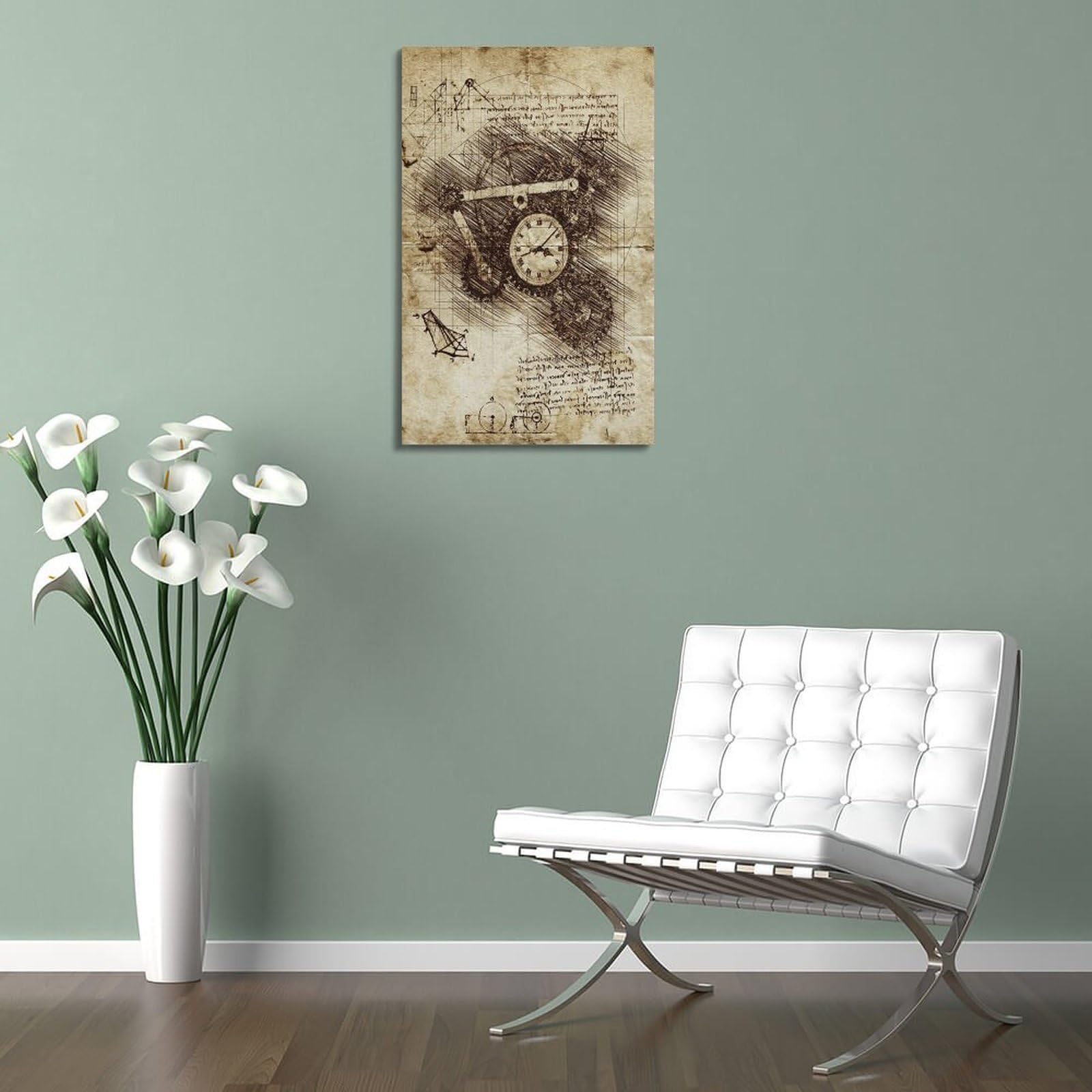 Tapisserie Murale Velours Avec Horloge Steampunk - 152 X 140 Cm - Décor Salon, Chambre, Décoration Intérieure