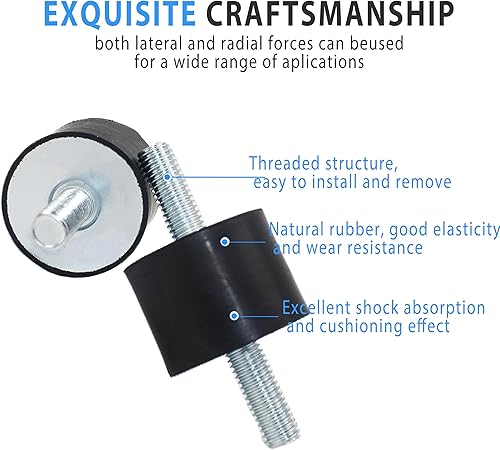 Miniatura 4 de Soportes aisladores antivibraciones de goma M8x23mm para amortiguador, soporte de aislamiento de vibración cilíndrico de goma de 1.181 x 0.787 in