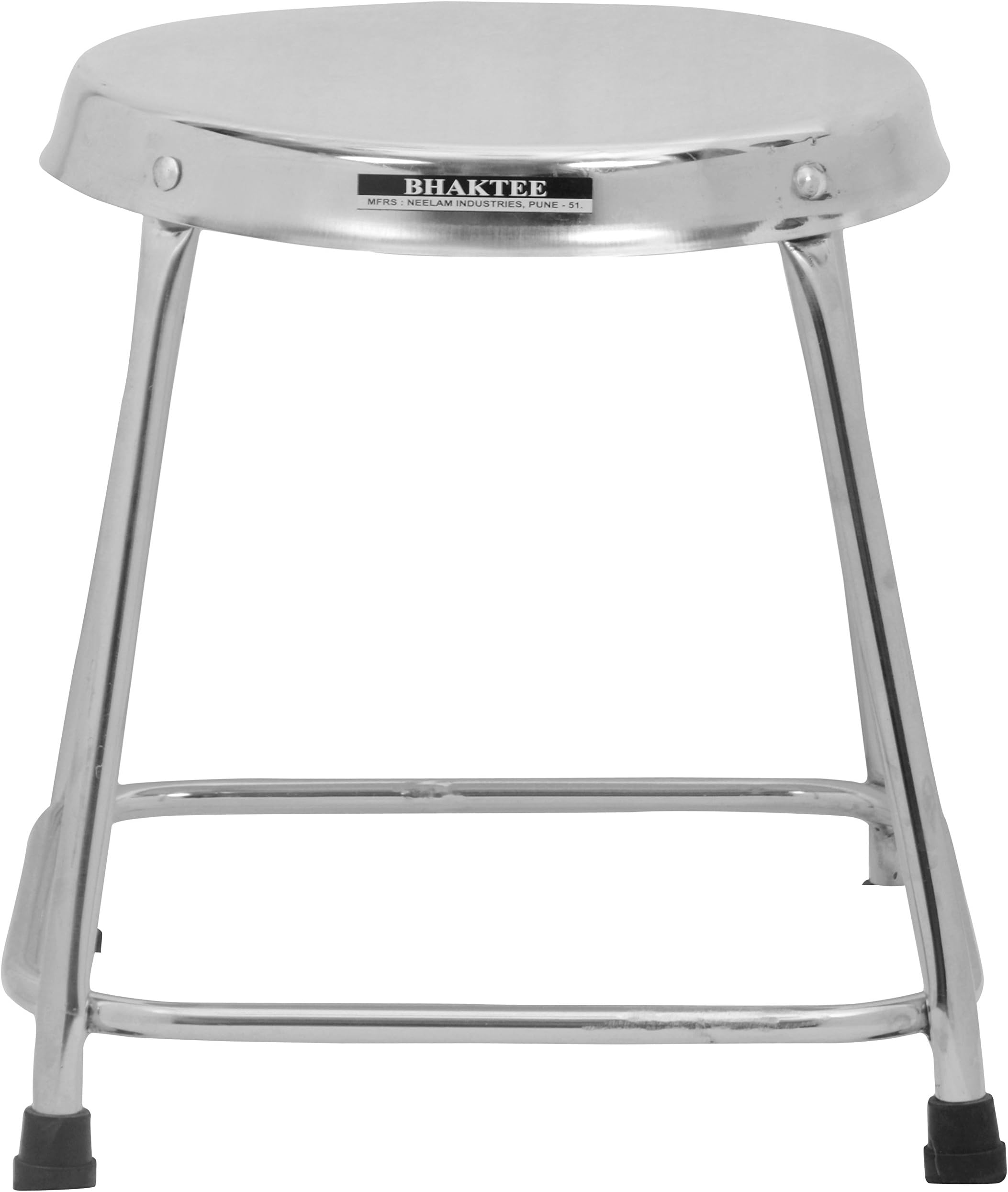 BHAKTEE Stainless Steel Round Bathroom Stool (13 Inch, Metallic)