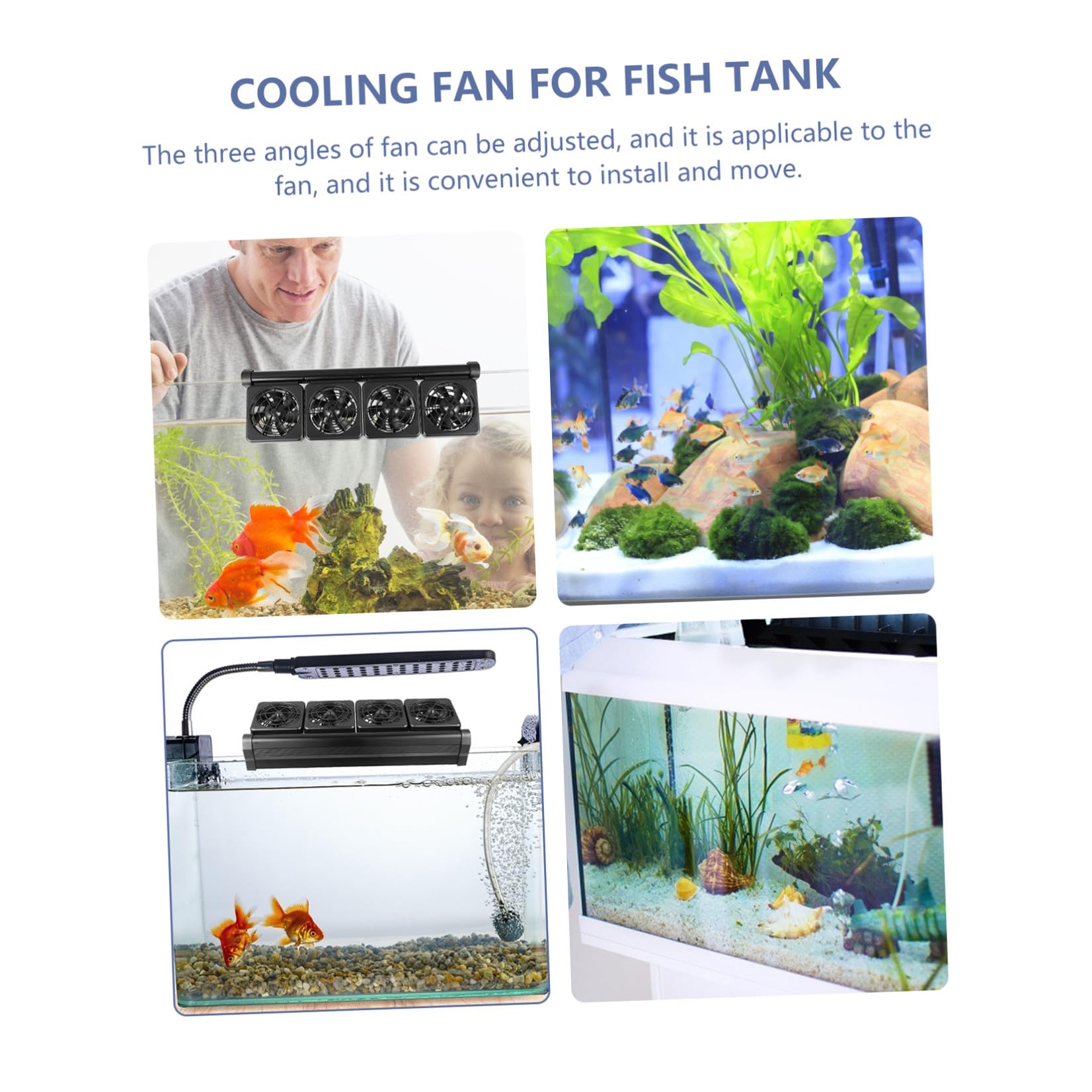 Ciieeo Verstellbarer Aluminiumlegierung Kunststoff Aquarium Kühlventilator aus Sommerurlaub 2 stufige Windgeschwindigkeit und Geeignet für Süß und Salzwasseraquarien