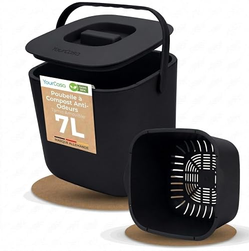 Poubelle à Compost Cuisine 7L avec Tamis Amovible YourCasa