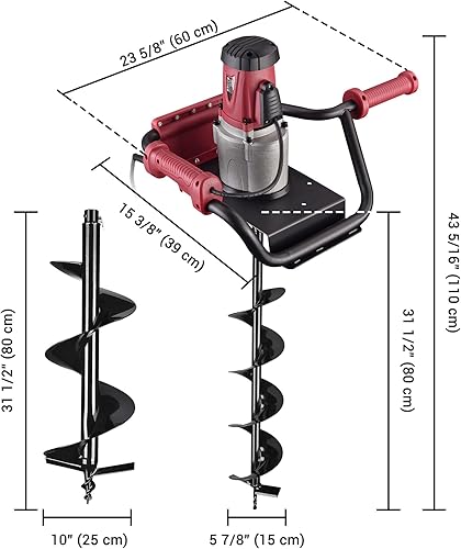 Miniatura 13 de YesHom 1500W Eléctrica 1-Man Post Hole Digger con broca de tierra de 6 pulgadas taladro 2HP Powerhead para la excavación de suelo de la planta