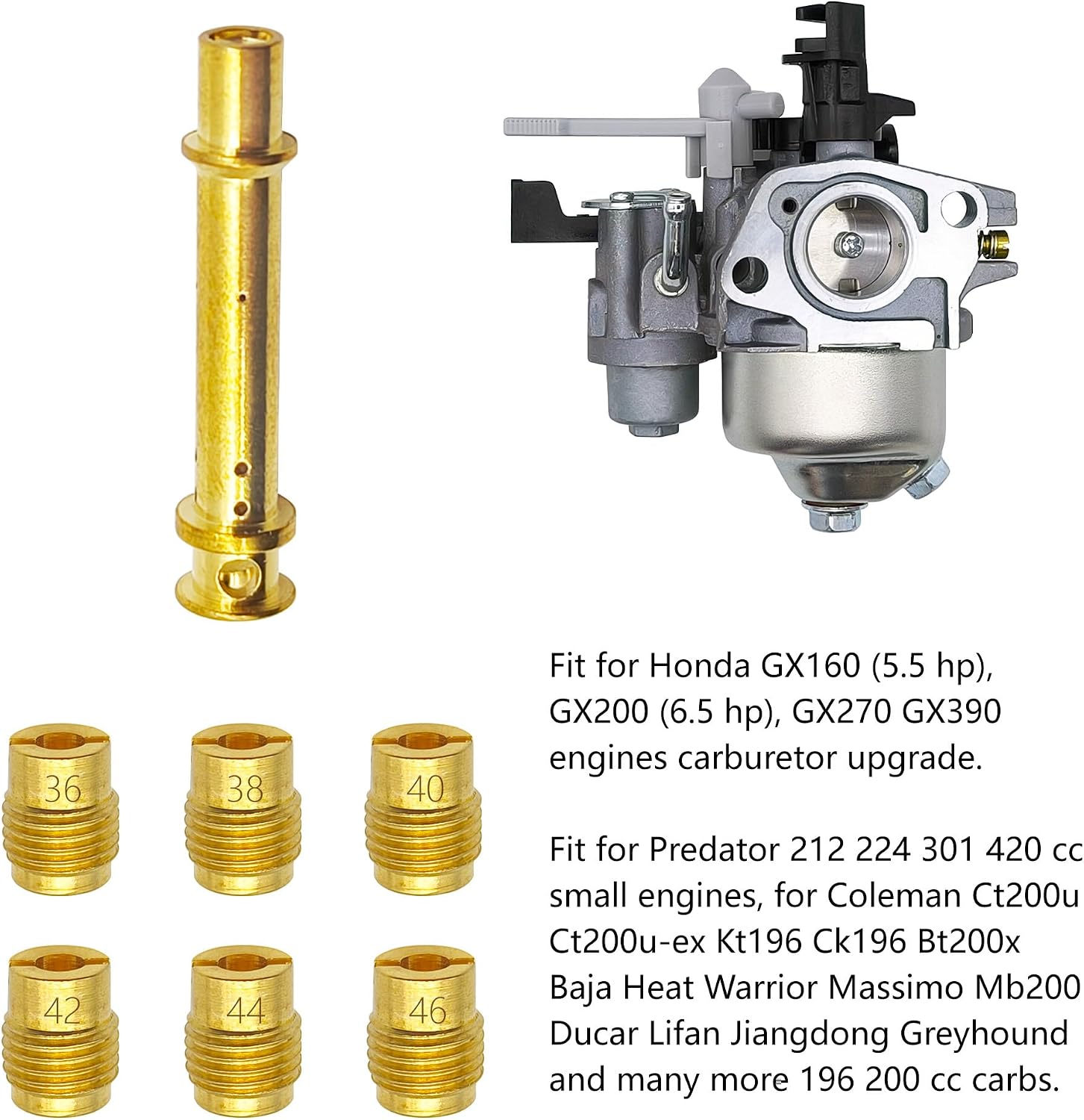 Carburetor Jet Kit for Predator Coleman 196cc 212cc 224cc 301cc 420cc for Honda GX160 GX200 GX270 GX390 Baja Clones Mini Bikes Go Karts
