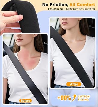 4 Pack Dual Size 10.6 & 19.7 Car Seat Belt Pads, Universal Soft and Comfortable Harness Pads Strap Covers Backpack Shoulder Pad Compatible with Most Cars, Auto Seat Belt Cushion Pad Cover for Adults