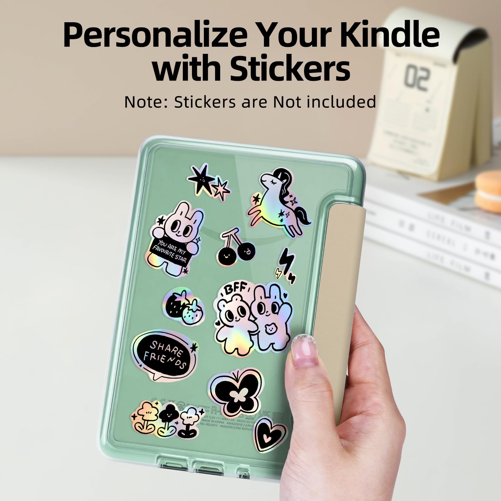 Schutzhülle mit Handschlaufe für Kindle Paperwhite (10. Generation 2018, Modell Nr. PQ94WIF), PU-Lederhülle und transparente harte Rückseite, automatische Sleep/Wake-Funktion, Haferkaffee