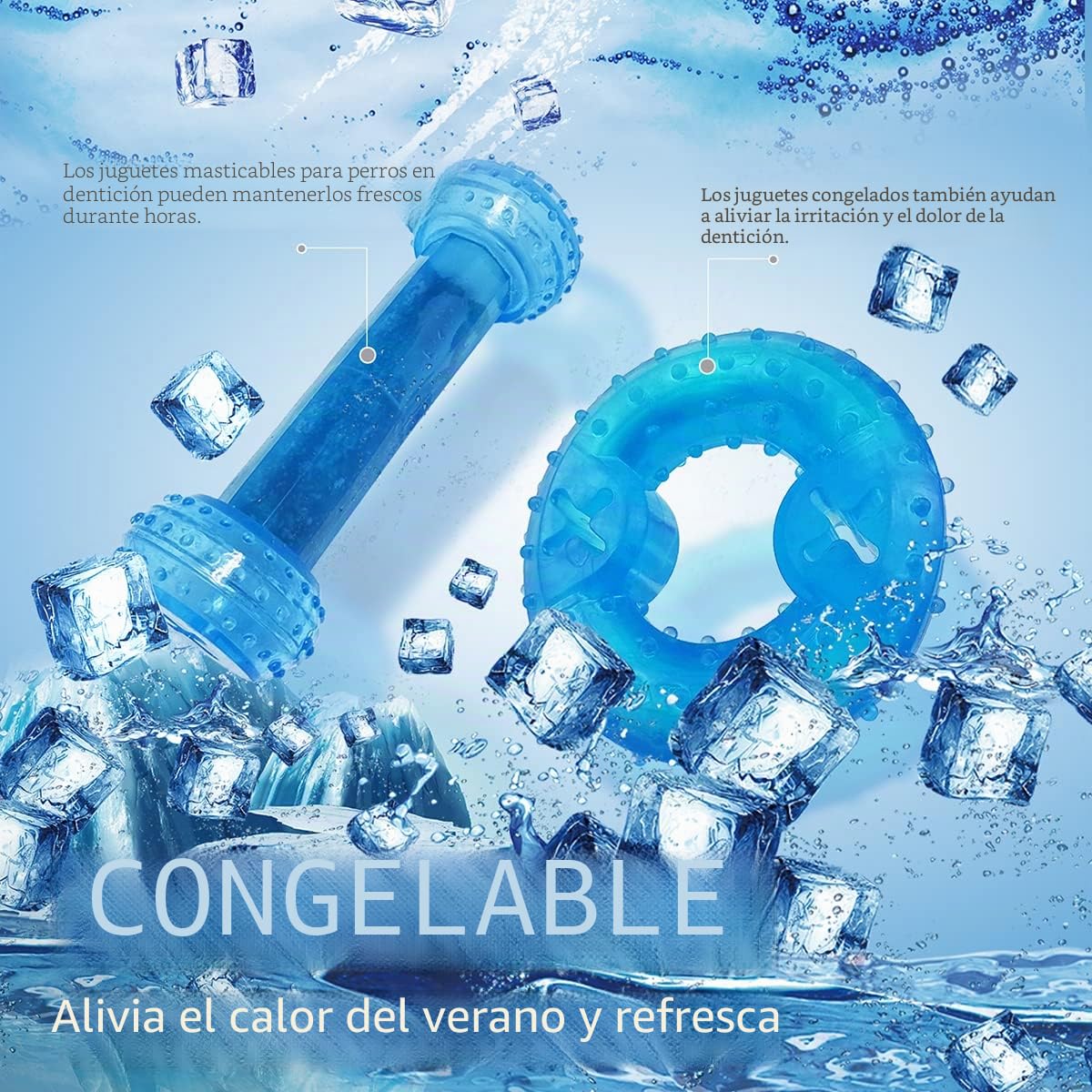 Juguete Mordedor para Cachorros, 1 Anillo de dentición y 1 Hueso de dentición congelable Perro masticable Juguetes